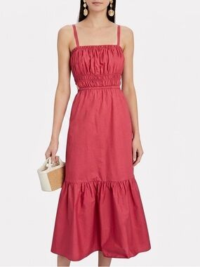 INTERMIX Cynthia Cotton Smocked Midi Dress new $328